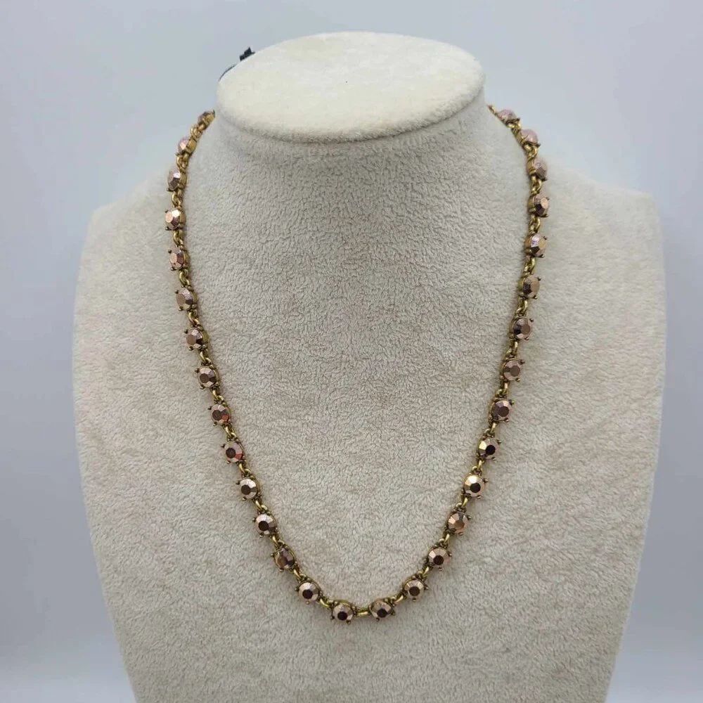 J Crew Gold Tone Metallic Crystal Necklace NWT! NEW